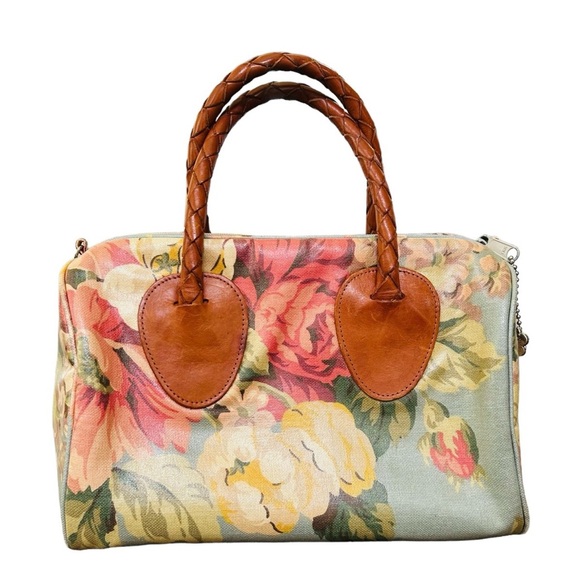 Vintage Nordic House Designs Coated Canvas Green Floral Tote - Picture 1 of 5